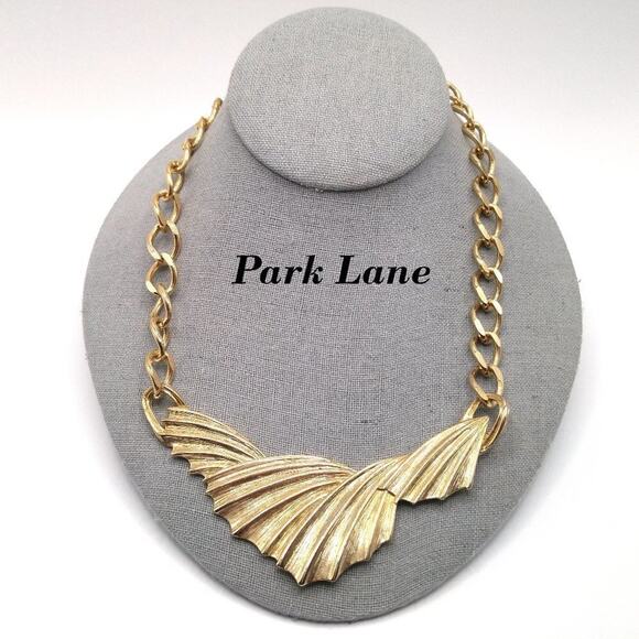 Vintage Park Lane Gold Frontal Necklace, Wide Chain, 18 Inches - Picture 1 of 7